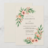 Invitation Peach Elegant Spring Wedding (Devant / Derrière)