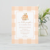 Invitation Peach En vichy Un Petit Citrouille Premier Anniver (Debout devant)