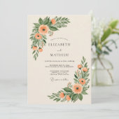 Invitation Peach Enchanting Botanical Wedding (Debout devant)