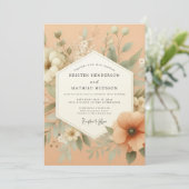 Invitation Peach Ethereal Bloom Wedding (Debout devant)