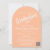 Invitation Peach Fizz Arch Photo QR Code Grad Party (Devant)