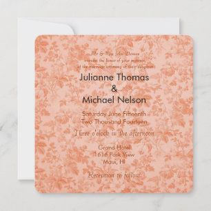 Invitation Peach Flora Mariage