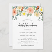 Invitation Peach Floral Aquarelle Élégante nuptiale déjeuner (Devant)