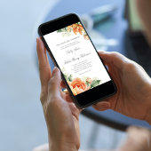 Invitation Peach Floral Corner Greenery Elegant Script