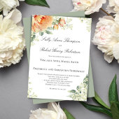 Invitation Peach Floral Corner Greenery Script Elegant