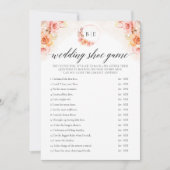 Invitation Peach Floral Mariage Chaussure Jeu Monogramme Cart (Devant)