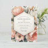 Invitation Peach Floral Opulent Romance Wedding (Debout devant)