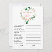 Invitation Peach Floral Price is Right Baby shower Game Card (Devant)