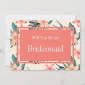 Invitation Peach Floral Serez-Vous Ma Proposition De Servante (Devant)