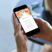 Invitation Peach Floral Top Border Elegant Script Wedding