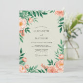 Invitation Peach Flourishing Spring Wedding (Debout devant)