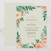 Invitation Peach Flourishing Spring Wedding (Devant / Derrière)
