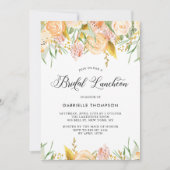 Invitation Peach Flowers et Gold Feuille Bridal Luncheon (Devant)