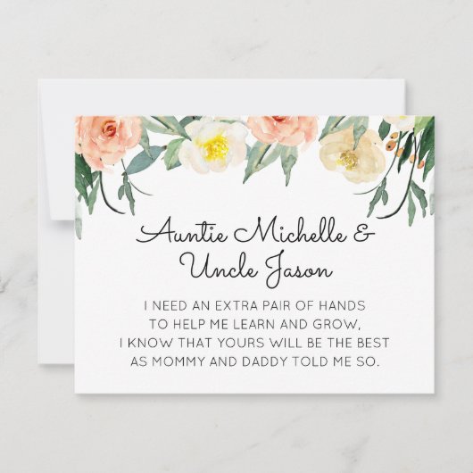 Invitation Peach Flowers Serez-Vous Mes Parents Proposition (Devant)