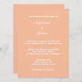 Invitation Peach Fuzz Blanc Élégant Simple Minimal Mariage (Devant / Derrière)