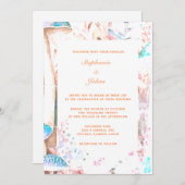 Invitation Peach Fuzz Champignons Abstrait Boho Mariage boisé (Devant / Derrière)