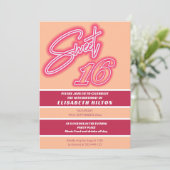 Invitation Peach fuzz Cool fun néon rose typographie bande (Debout devant)