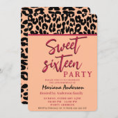 Invitation Peach fuzz Cool Trendy whimsy leopard doux 16 (Devant / Derrière)
