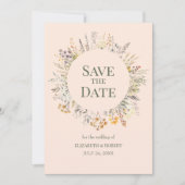 Invitation Peach Fuzz Fleurs sauvages D'Aquarelle Enregistrer (Devant)