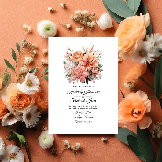 Invitation Peach Fuzz Floral Mariage