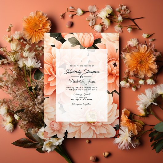 Invitation Peach Fuzz Floral Mariage