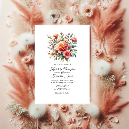 Invitation Peach Fuzz Floral Mariage