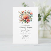 Invitation Peach Fuzz Floral Mariage (Debout devant)