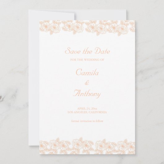 Invitation Peach Fuzz minimaliste Motif tendance (Devant)