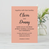 Invitation Peach Fuzz Orange Checkerboard Peach Fuzz Mariage (Debout devant)