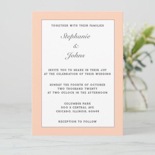 Invitation Peach Fuzz Pastel Elégant Simple Minimal Mariage (Debout devant)