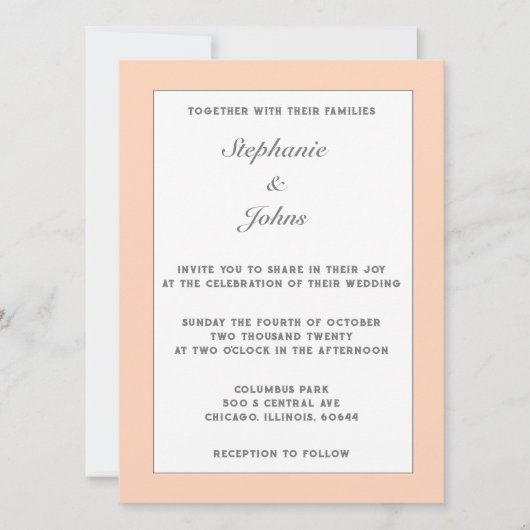 Invitation Peach Fuzz Pastel Elégant Simple Minimal Mariage (Devant)