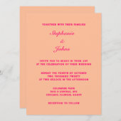 Invitation Peach Fuzz rose Élégant Simple Minimal Mariage (Devant / Derrière)