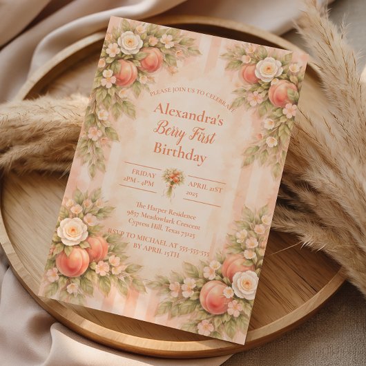 Invitation Peach Garden 1st Birthday