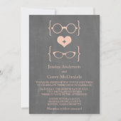 Invitation Peach Geeky Glasses Chalkboard Mariage Inviter (Devant)