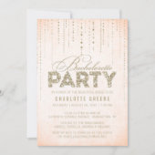 Invitation Peach & Gold Parties scintillant Look Bachelorette (Devant)