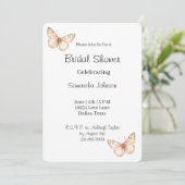 Invitation Peach Green Butterflies Floral Bridal Shower (Debout devant)