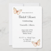 Invitation Peach Green Butterflies Floral Bridal Shower (Devant)