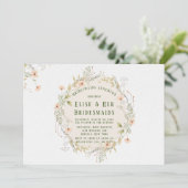Invitation Peach Green Fleurs sauvages Wreath Bridesmaids Déj (Debout devant)