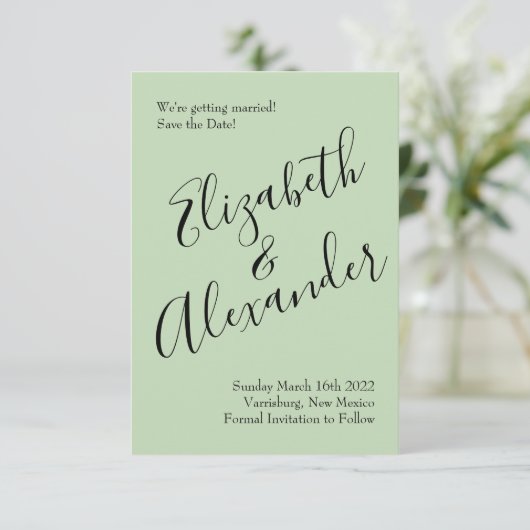 Invitation Peach Green Mariage Spring Pastel (Debout devant)