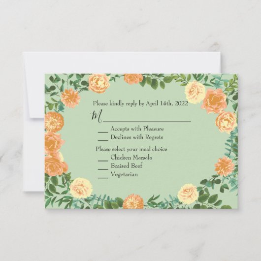 Invitation Peach Green Mariage Spring Pastel (Devant)
