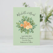 Invitation Peach Green Mariage Spring Pastel (Debout devant)