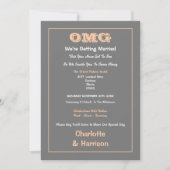 Invitation Peach Grey Mariage informel amusant (Devant)