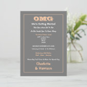 Invitation Peach Grey Mariage informel amusant (Debout devant)