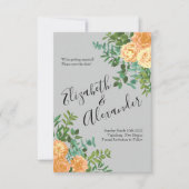 Invitation Peach Grey Mariage Spring Floral (Devant)