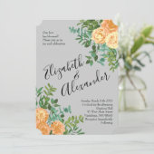 Invitation Peach Grey Mariage Spring Floral (Debout devant)