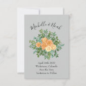 Invitation Peach Grey Mariage Spring Floral (Devant)