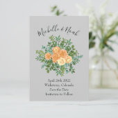 Invitation Peach Grey Mariage Spring Floral (Debout devant)