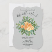 Invitation Peach Grey Mariage Spring Floral (Devant)