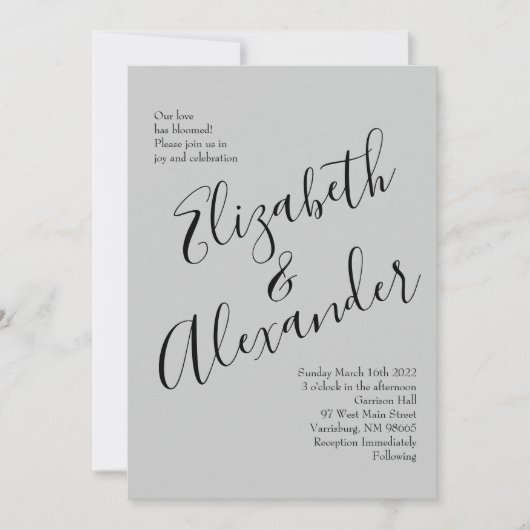 Invitation Peach Grey Mariage Spring Floral (Devant)