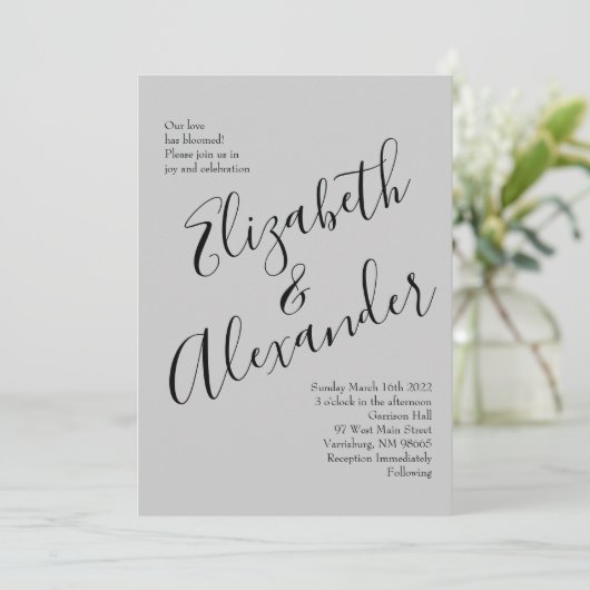 Invitation Peach Grey Mariage Spring Floral (Debout devant)